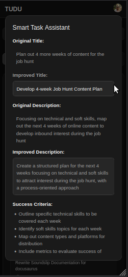 Mobile Smart Task Assistant Results