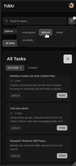 Mobile Task Filters
