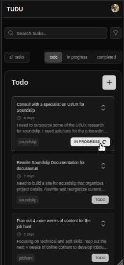 Mobile Task Status Button